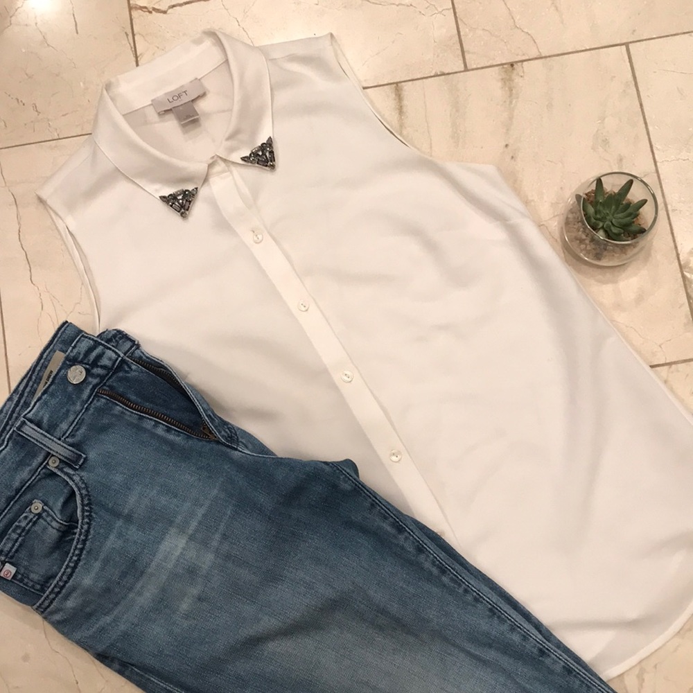 Ann Taylor LOFT Blouse with Embellished Collar